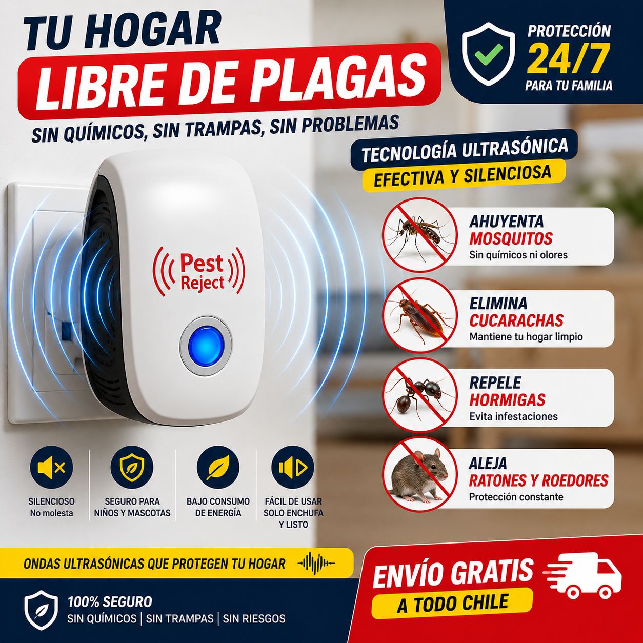 UltraGuard™ – Protege tu hogar de ratones e insectos, sin químicos.