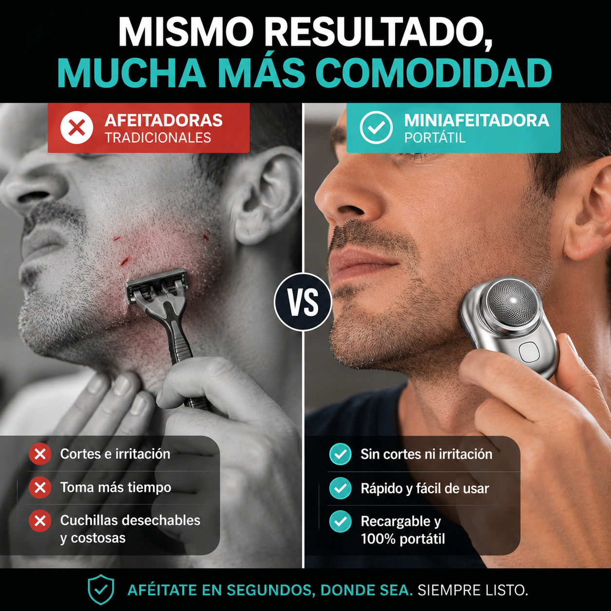 Mini Afeitadora Portátil Pro™ – Afeitado Rápido y Preciso en Cualquier Lugar