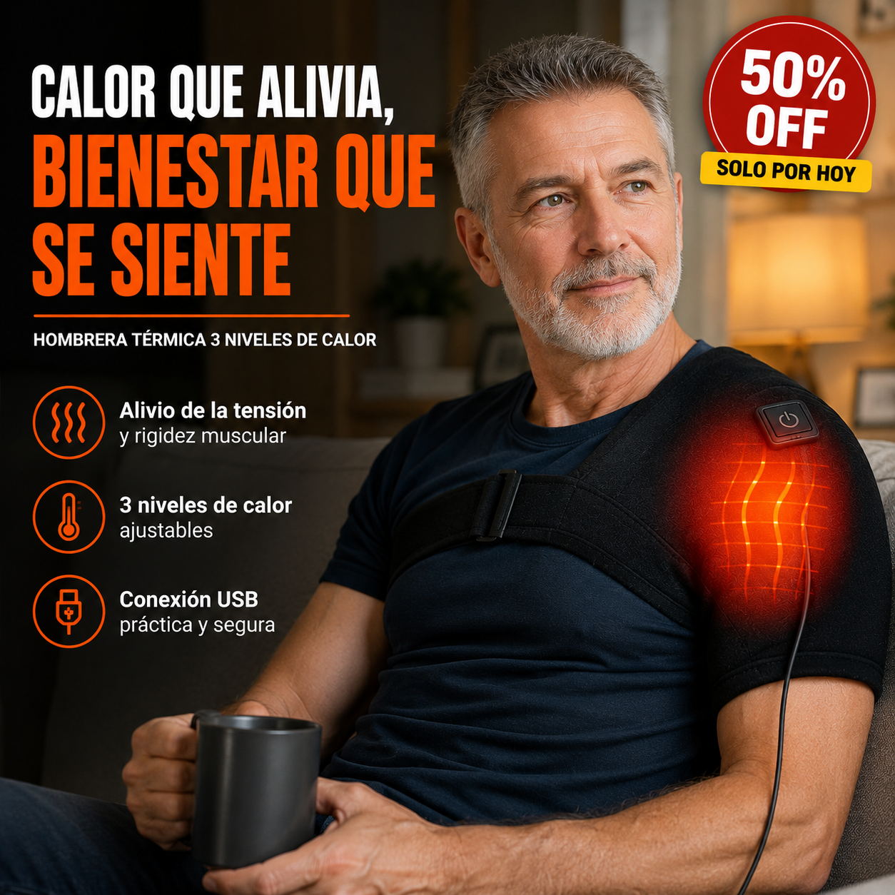 Hombrera Térmica ComfortHeat Pro® – Calor Reconfortante de 3 Niveles