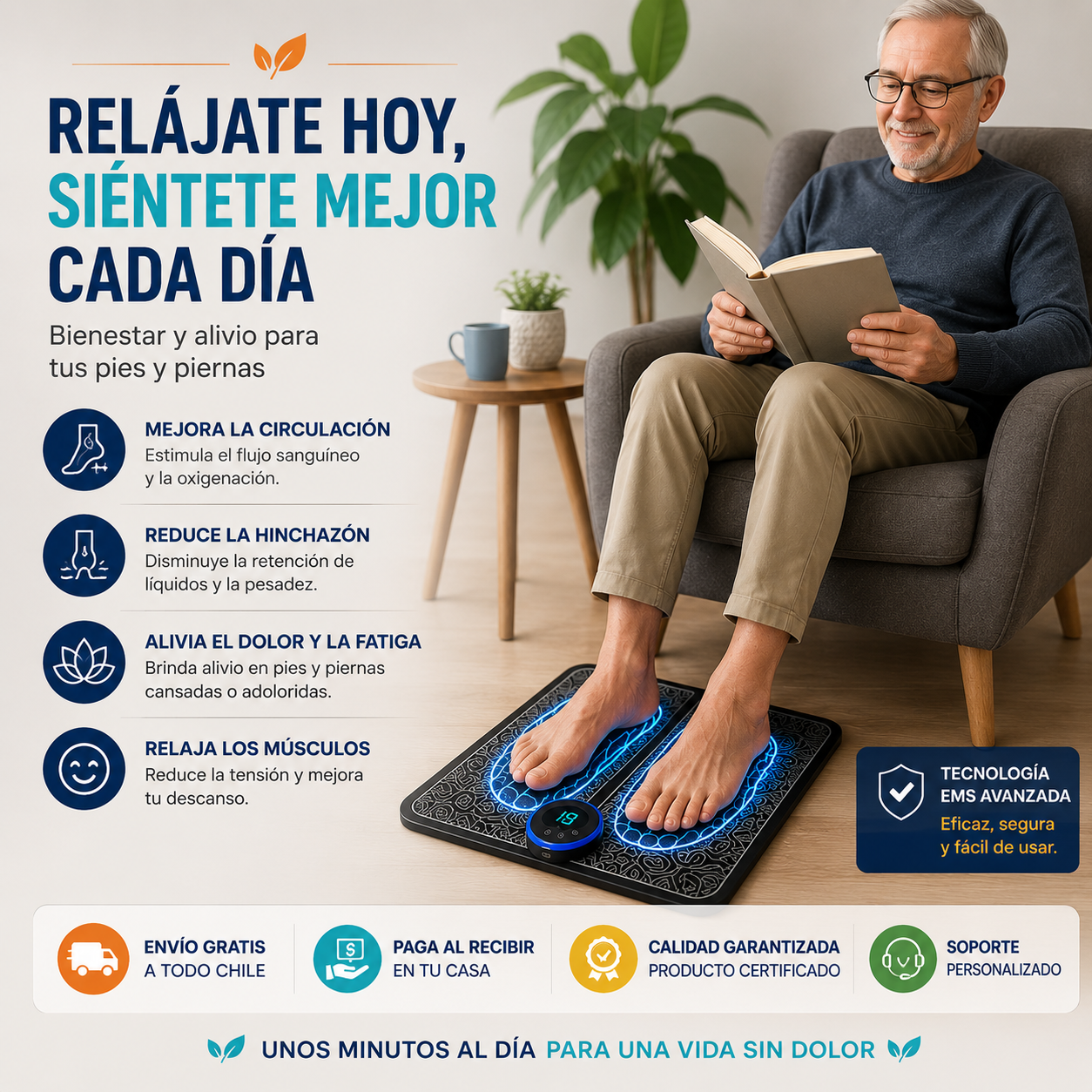 FootEase Pro™ – Masajeador de Pies por Estimulación EMS