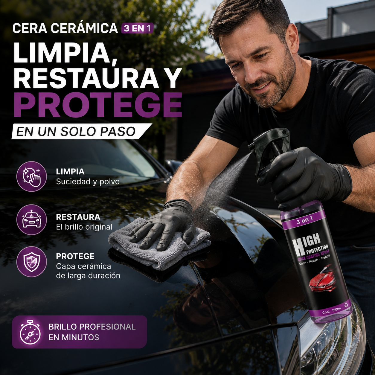 Cera Cerámica Spray 3 en 1™ | Brillo Profesional en Minutos