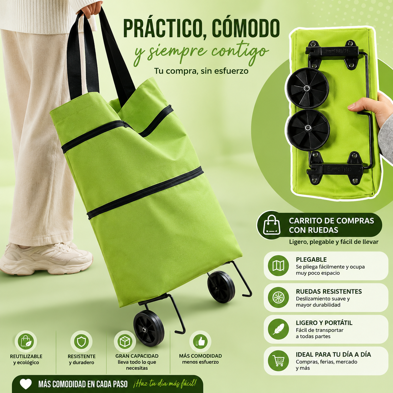 Bolso Plegable Con Ruedas