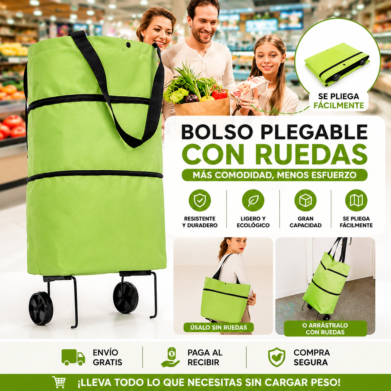 Bolso Plegable Con Ruedas