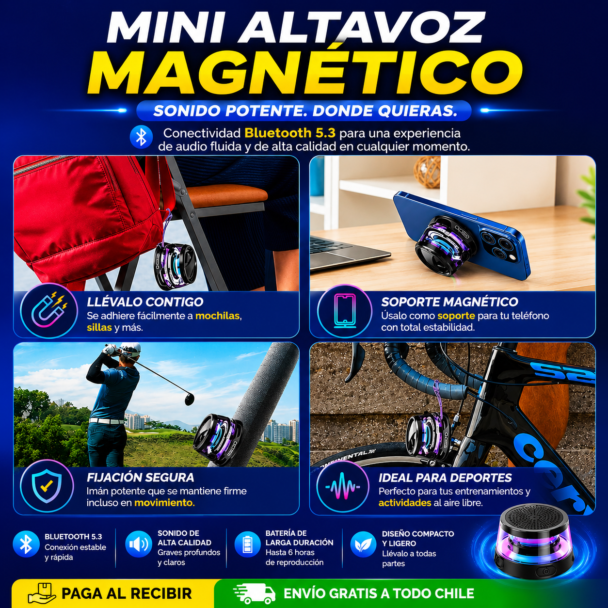 MagBoom Pro - Parlante Magnético Portátil