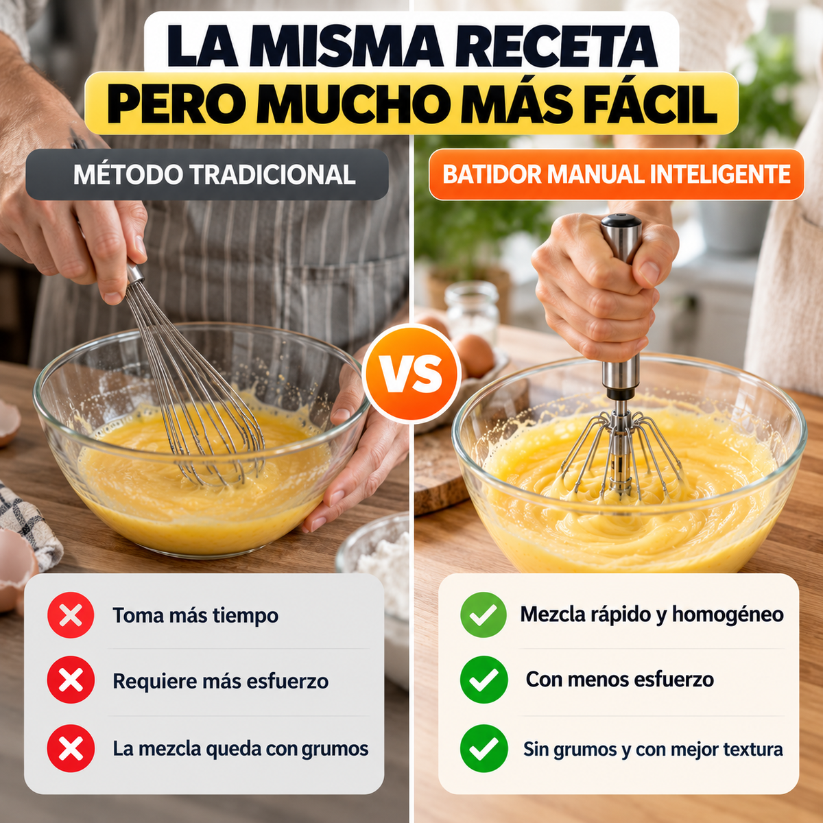 BATIDOR MANUAL INTELIGENTE - Mezcla más rápido, con menos esfuerzo y sin electricidad