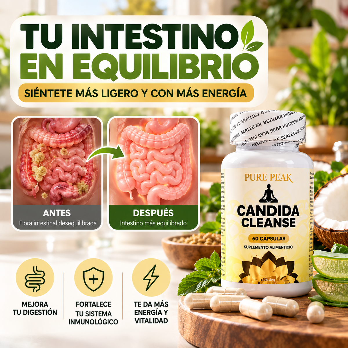Candida Cleanse –  Apoya tu Digestión, 7 Días para Desinflamar tu Abdomen