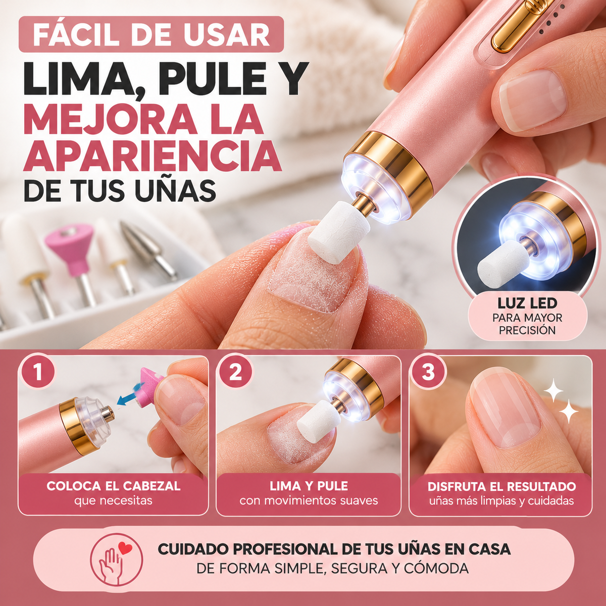 Dremel Pulidor de Uñas Inhalámbrico con Luz LED