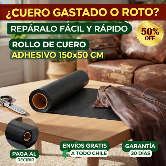 CUERO ADHESHIVO - Restaura en segundos - (Stock color negro cafe y blanco 150 x 50 cm)