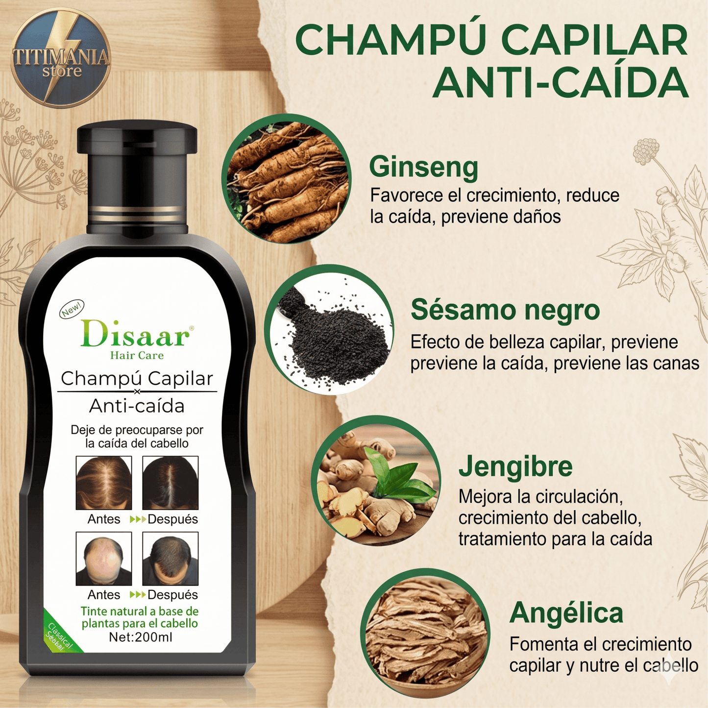 Shampoo Anticaída Disaar® Reduce la caída y fortalece tu cabello✨