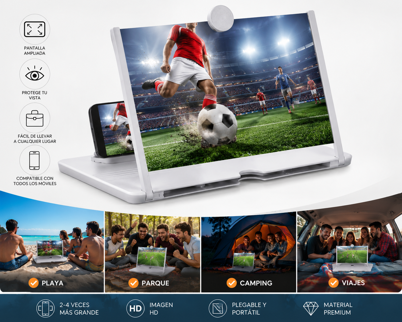 Ampliador HD Móvil – Vive el Partido – Cada Gol a lo Grande!