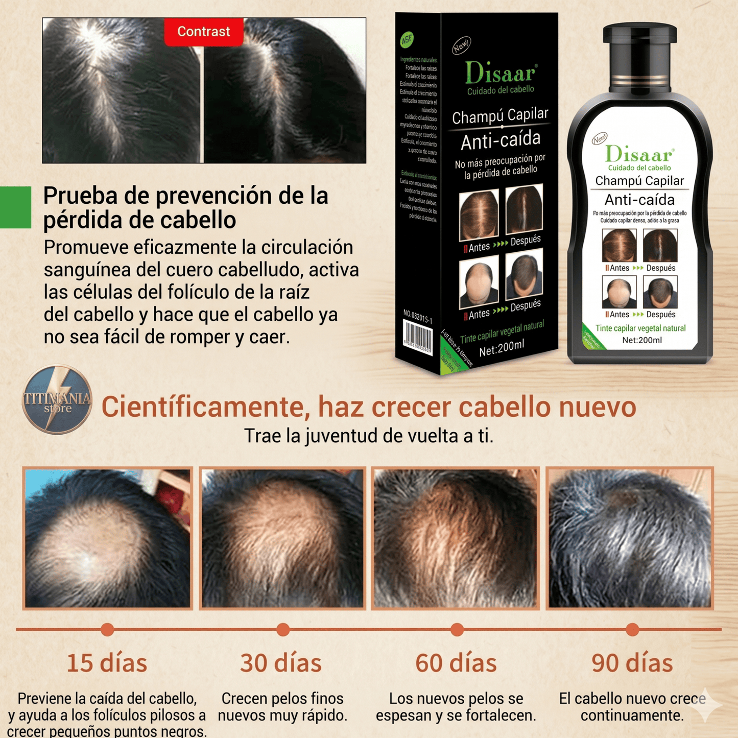 Shampoo Anticaída Disaar® Reduce la caída y fortalece tu cabello✨